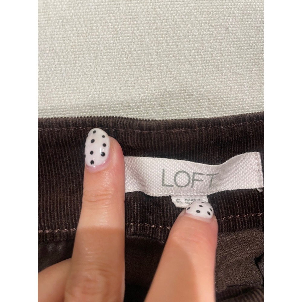Loft The Palmer Wide Leg‎ Corduroy Pants Brown High Rise Patch Pocket Size 6 - Picture 5 of 9